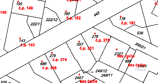 Neratovice 331 na parcele st. 557 v KÚ Neratovice, Katastrální mapa