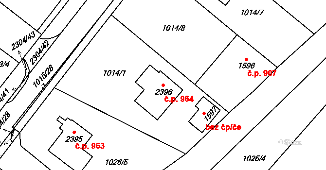 Sušice II 964, Sušice na parcele st. 2396 v KÚ Sušice nad Otavou, Katastrální mapa