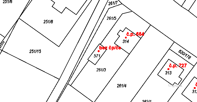 Chvalčov 82427399 na parcele st. 571 v KÚ Chvalčova Lhota, Katastrální mapa