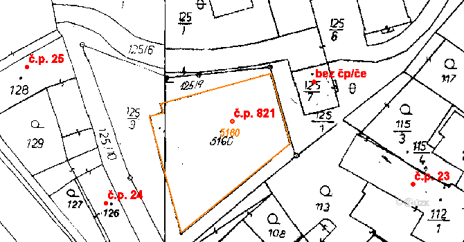 Poděbrady II 821, Poděbrady na parcele st. 5160 v KÚ Poděbrady, Katastrální mapa