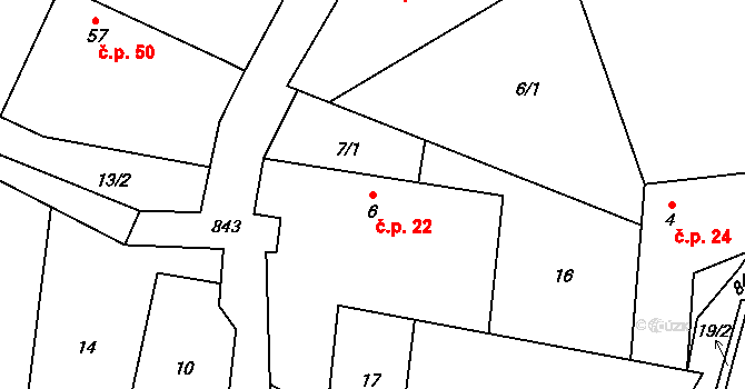 Drahenický Málkov 22, Blatná na parcele st. 6 v KÚ Drahenický Málkov, Katastrální mapa