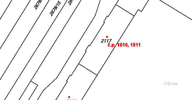 Bystřice pod Hostýnem 1510,1511 na parcele st. 2117 v KÚ Bystřice pod Hostýnem, Katastrální mapa
