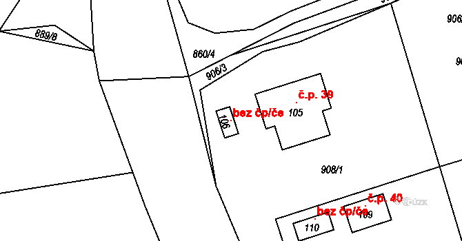 Čakov 103571400 na parcele st. 106 v KÚ Čakovec, Katastrální mapa