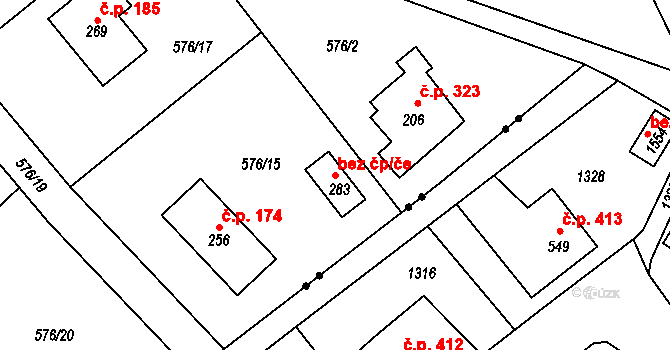 Žacléř 105185400 na parcele st. 283 v KÚ Bobr, Katastrální mapa