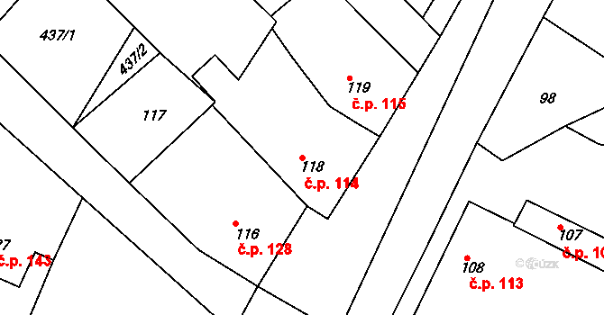 Konice 114, Znojmo na parcele st. 118 v KÚ Konice u Znojma, Katastrální mapa