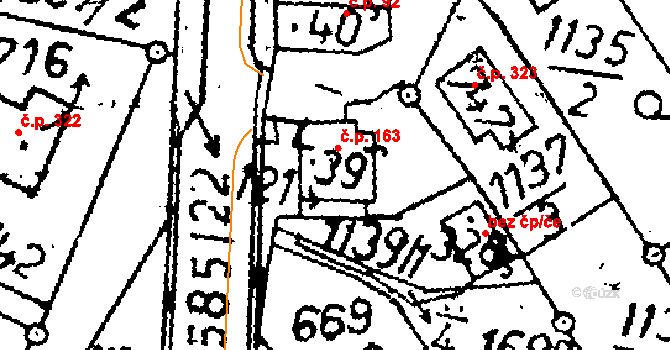 Zbraslavice 163 na parcele st. 39 v KÚ Zbraslavice, Katastrální mapa