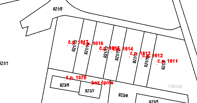 Lutyně 1615, Orlová na parcele st. 921/13 v KÚ Horní Lutyně, Katastrální mapa