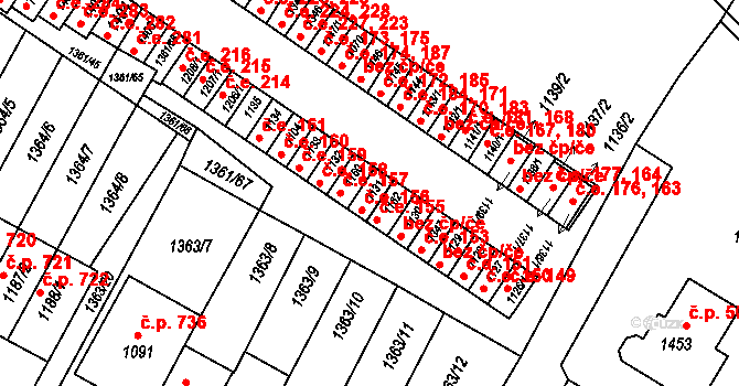 Brtnice 156 na parcele st. 1131 v KÚ Brtnice, Katastrální mapa