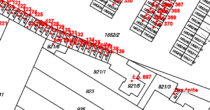 Hrušovany u Brna 139 na parcele st. 879/24 v KÚ Hrušovany u Brna, Katastrální mapa