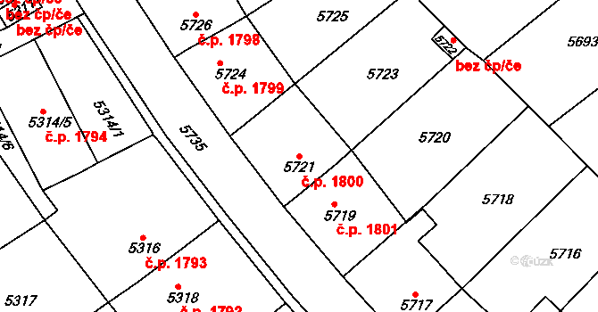 Kročehlavy 1800, Kladno na parcele st. 5721 v KÚ Kročehlavy, Katastrální mapa