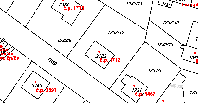 Brandýs nad Labem 1712, Brandýs nad Labem-Stará Boleslav na parcele st. 2182 v KÚ Brandýs nad Labem, Katastrální mapa