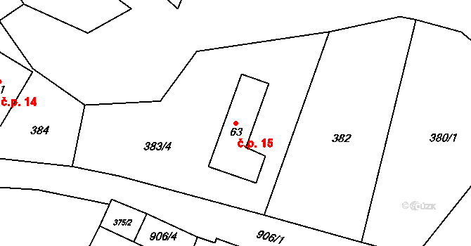 Lhota 15, Číměř na parcele st. 63 v KÚ Lhota u Sedla, Katastrální mapa