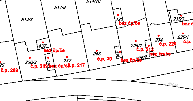 Tetín 39 na parcele st. 243 v KÚ Tetín u Berouna, Katastrální mapa