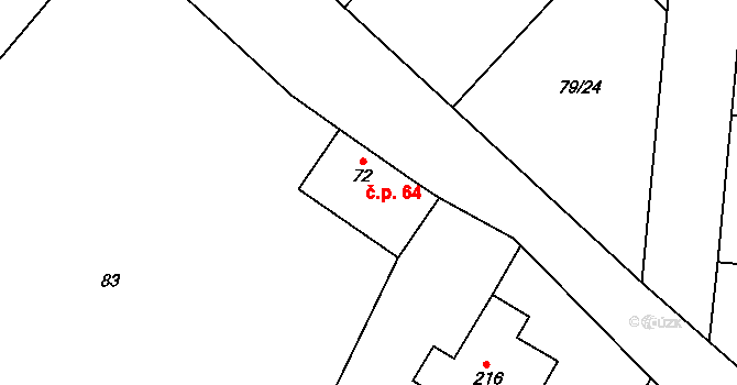 Poplze 64, Libochovice na parcele st. 72 v KÚ Poplze, Katastrální mapa