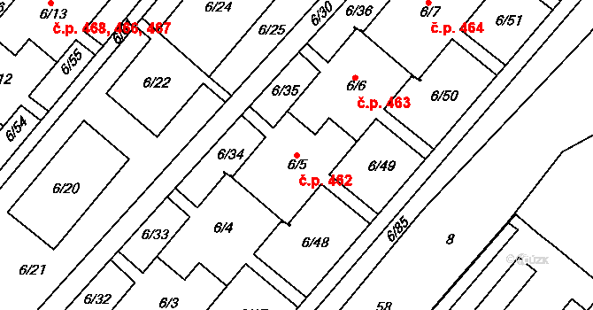 Neštěmice 462, Ústí nad Labem na parcele st. 6/5 v KÚ Neštěmice, Katastrální mapa