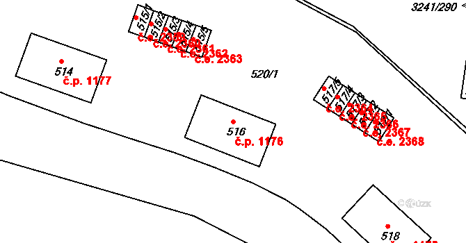 Střekov 1176, Ústí nad Labem na parcele st. 516 v KÚ Střekov, Katastrální mapa
