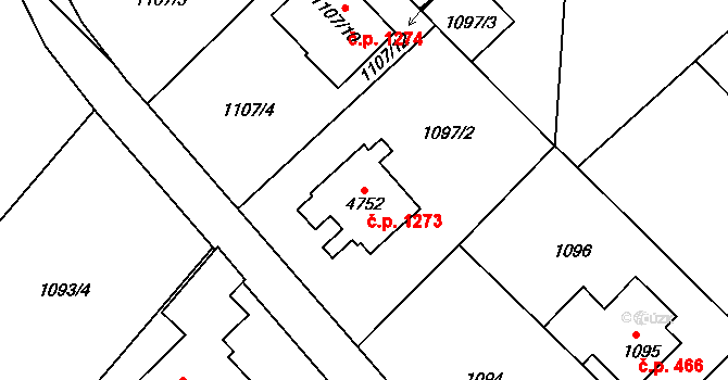 Žamberk 1273 na parcele st. 4752 v KÚ Žamberk, Katastrální mapa