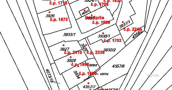 Královo Pole 2338, Brno na parcele st. 3929 v KÚ Královo Pole, Katastrální mapa