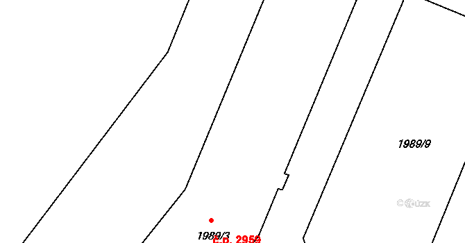 Teplice 2959 na parcele st. 1989/3 v KÚ Teplice, Katastrální mapa