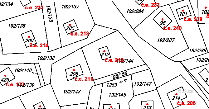 Dřenice 212, Cheb na parcele st. 212 v KÚ Dřenice u Chebu, Katastrální mapa