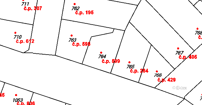 Žižkov 599, Praha na parcele st. 764 v KÚ Žižkov, Katastrální mapa