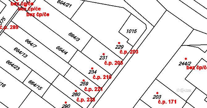 Držovice 205 na parcele st. 231 v KÚ Držovice na Moravě, Katastrální mapa