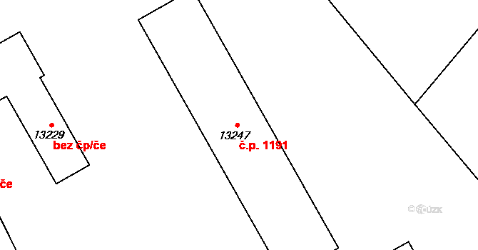 Lobzy 1191, Plzeň na parcele st. 13247 v KÚ Plzeň, Katastrální mapa