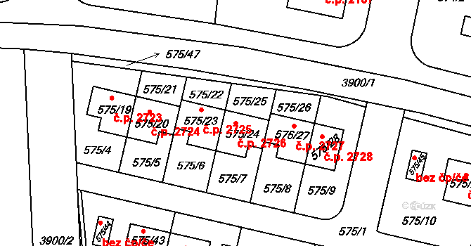 Horní Počernice 2726, Praha na parcele st. 575/24 v KÚ Horní Počernice, Katastrální mapa