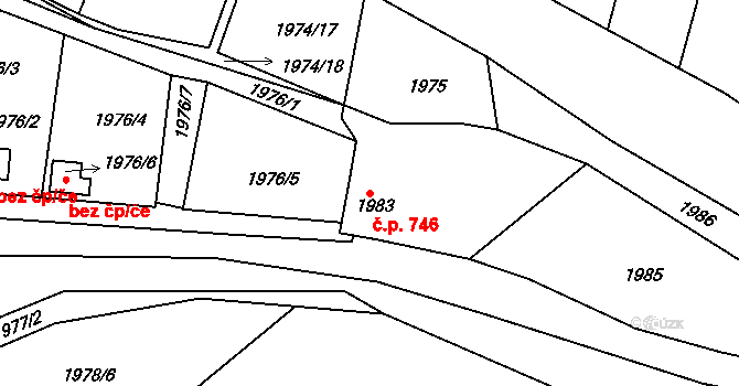 Volyně 746 na parcele st. 1983 v KÚ Volyně, Katastrální mapa