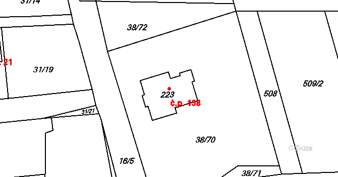 Krchleby 138, Staňkov na parcele st. 223 v KÚ Krchleby u Staňkova, Katastrální mapa