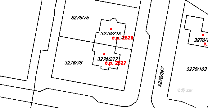 Louny 2827 na parcele st. 3276/217 v KÚ Louny, Katastrální mapa