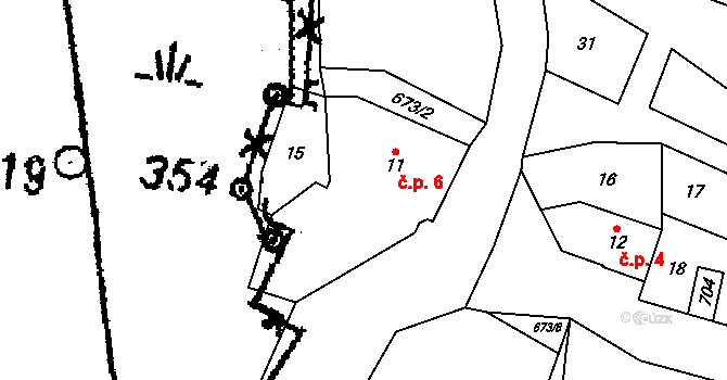 Divišovice 6, Dešenice na parcele st. 11 v KÚ Divišovice u Děpoltic, Katastrální mapa