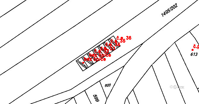 Kobeřice u Brna 33 na parcele st. 1495/207 v KÚ Kobeřice u Brna, Katastrální mapa