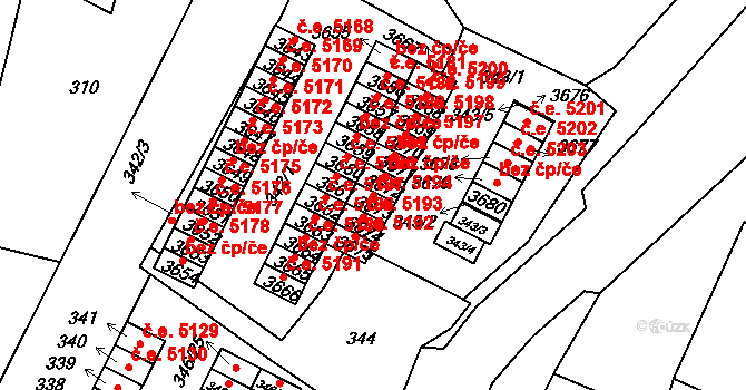 Kamenice nad Lipou 5194 na parcele st. 3673 v KÚ Kamenice nad Lipou, Katastrální mapa