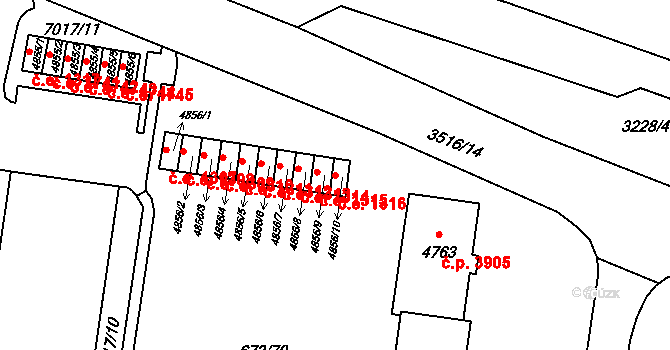 Zlín 1316 na parcele st. 4856/10 v KÚ Zlín, Katastrální mapa