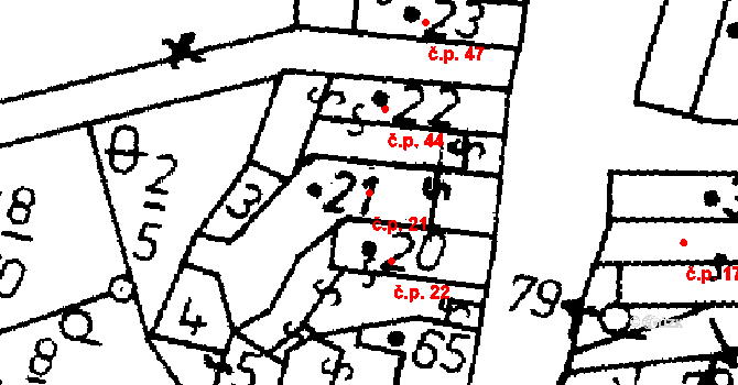 Heřmaň 21 na parcele st. 21 v KÚ Heřmaň, Katastrální mapa