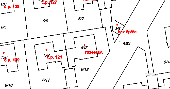 Borek 122 na parcele st. 543 v KÚ Borek u Českých Budějovic, Katastrální mapa