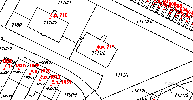 Bystřice nad Pernštejnem 717 na parcele st. 1111/2 v KÚ Bystřice nad Pernštejnem, Katastrální mapa