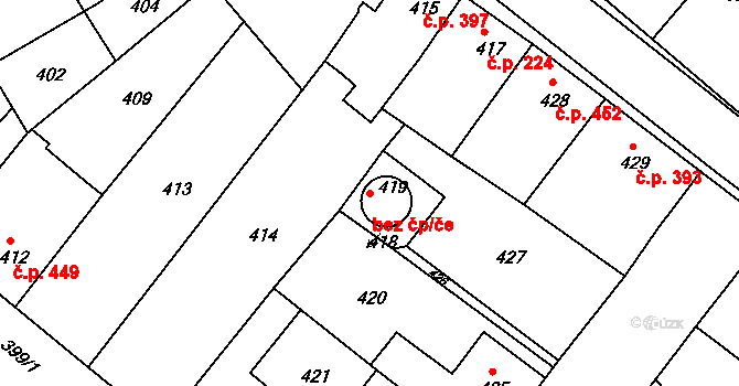 Týnec nad Labem 42086400 na parcele st. 419 v KÚ Týnec nad Labem, Katastrální mapa