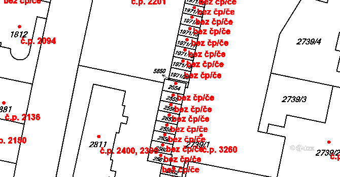 Břeclav 42138400 na parcele st. 2554 v KÚ Břeclav, Katastrální mapa