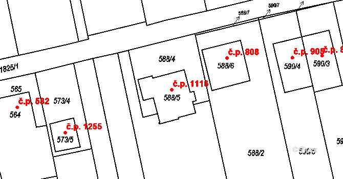 Kylešovice 1116, Opava na parcele st. 588/5 v KÚ Kylešovice, Katastrální mapa