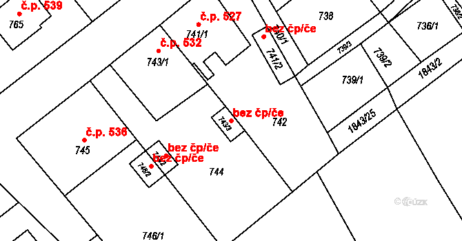 Štěpánov 47398400 na parcele st. 743/3 v KÚ Štěpánov u Olomouce, Katastrální mapa
