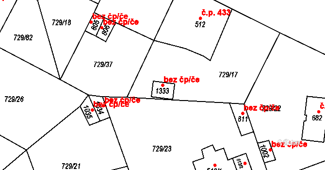 Osek 49105400 na parcele st. 1333 v KÚ Osek u Duchcova, Katastrální mapa