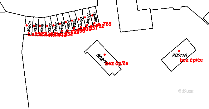 Znojmo 49539400 na parcele st. 802/15 v KÚ Znojmo-město, Katastrální mapa
