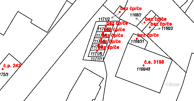 Jablonec nad Nisou 50128400 na parcele st. 1171/6 v KÚ Mšeno nad Nisou, Katastrální mapa