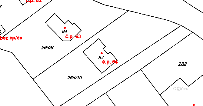 Štipoklasy 64 na parcele st. 97 v KÚ Štipoklasy u Černín, Katastrální mapa