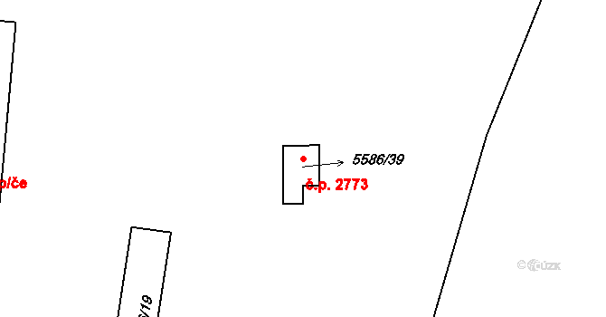 Východní Předměstí 2773, Plzeň na parcele st. 5586/39 v KÚ Plzeň 4, Katastrální mapa