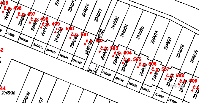 Choceňské Předměstí 503, Vysoké Mýto na parcele st. 2946/85 v KÚ Vysoké Mýto, Katastrální mapa