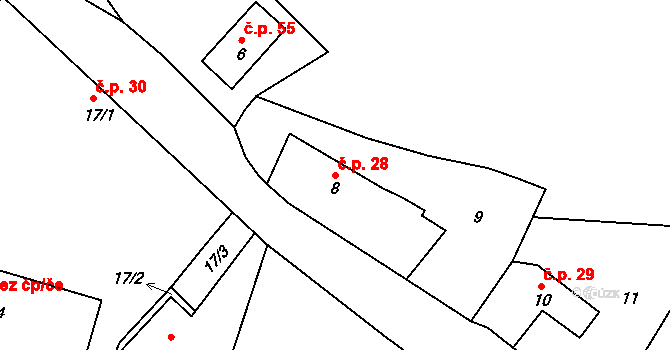 Beroun-Hostim 28, Beroun na parcele st. 8 v KÚ Hostim u Berouna, Katastrální mapa