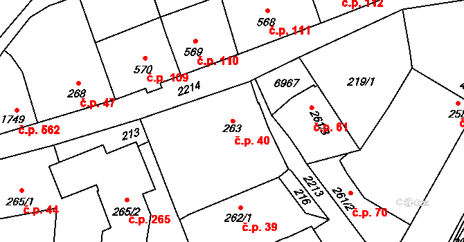 Beroun-Závodí 40, Beroun na parcele st. 263 v KÚ Beroun, Katastrální mapa